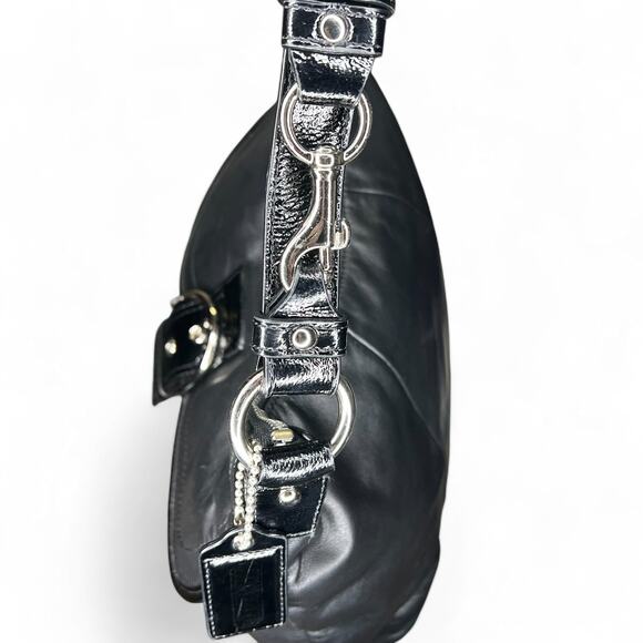 COACH #19580 Black Leather Soho Flap Convertible Satchel Crossbody Handbag - Picture 6 of 8